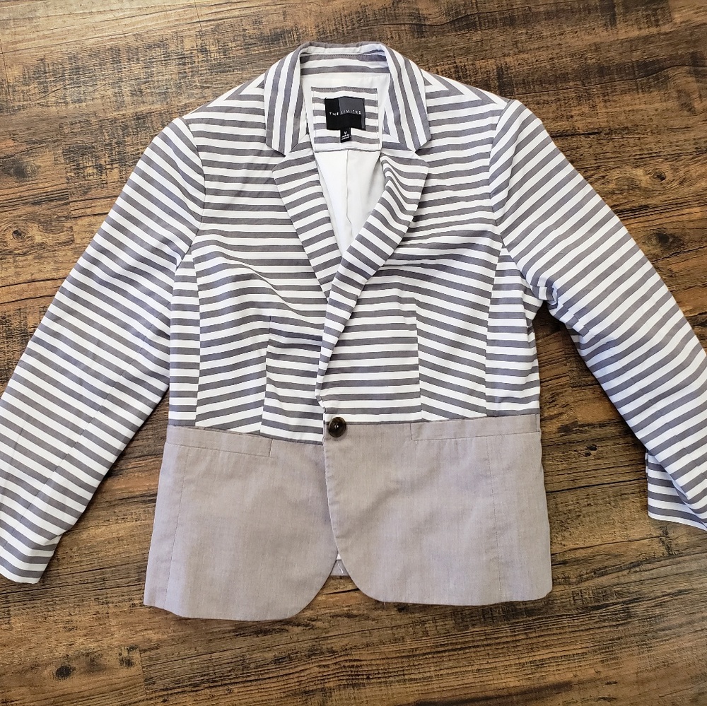 Gray/white striped blazer